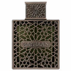 RAYHAAN front bottle showing elegant shape and earthy appeal