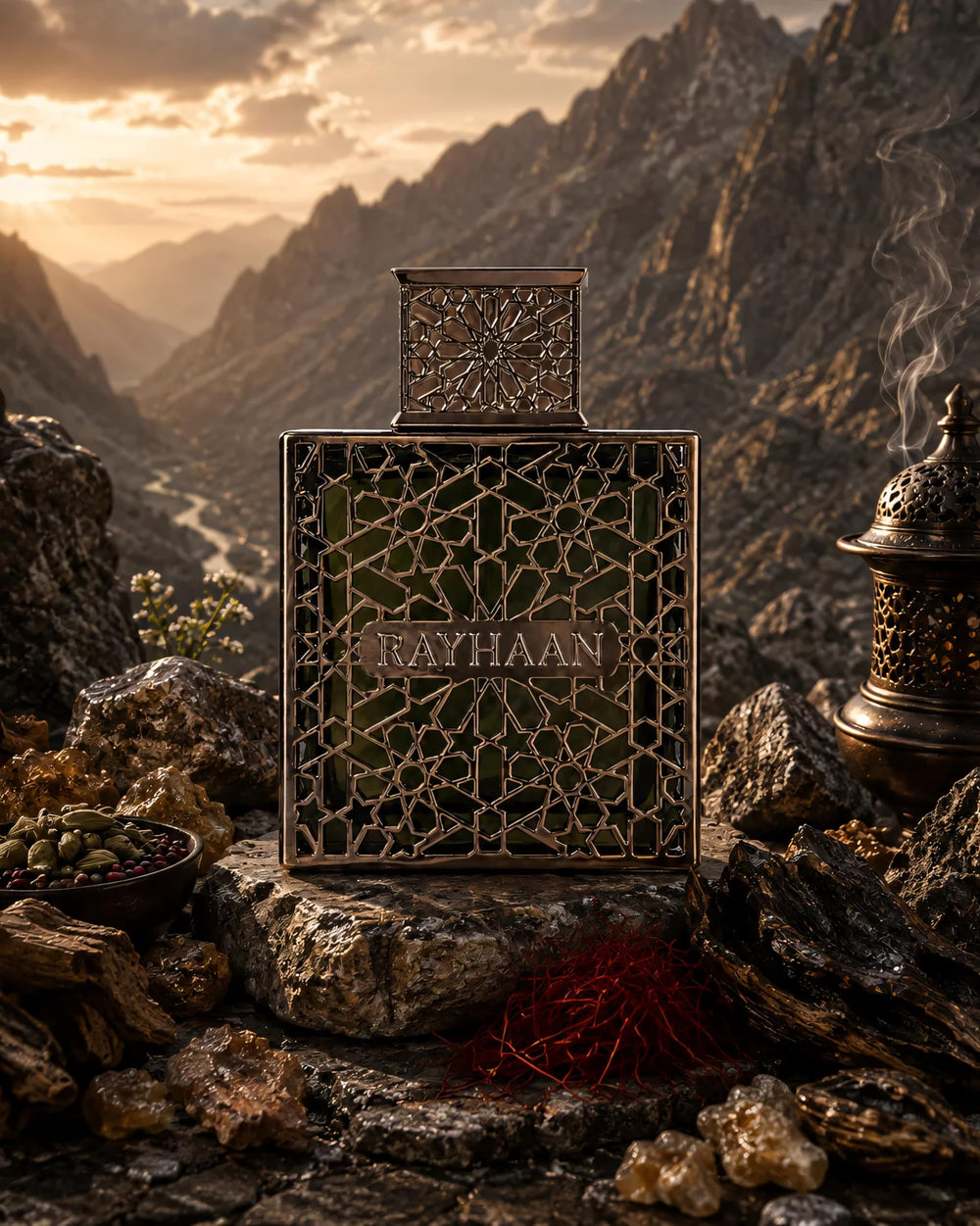 RAYHAAN arranged notes display frankincense and spices benefit clarity