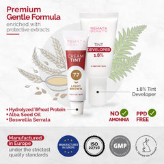 RB RENATA BEAUTY cream developer bottle closeup for gentle processing benefit