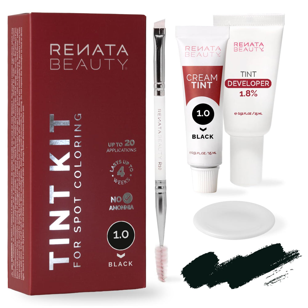 RB RENATA BEAUTY front packaging showing compact black tint kit and benefits