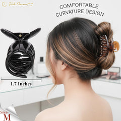 RC ROCHE clip holding a ponytail demonstrating reliable all-day hold and comfort