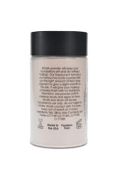 RCMA Makeup brush applying powder to face for even, long-lasting matte finish benefit