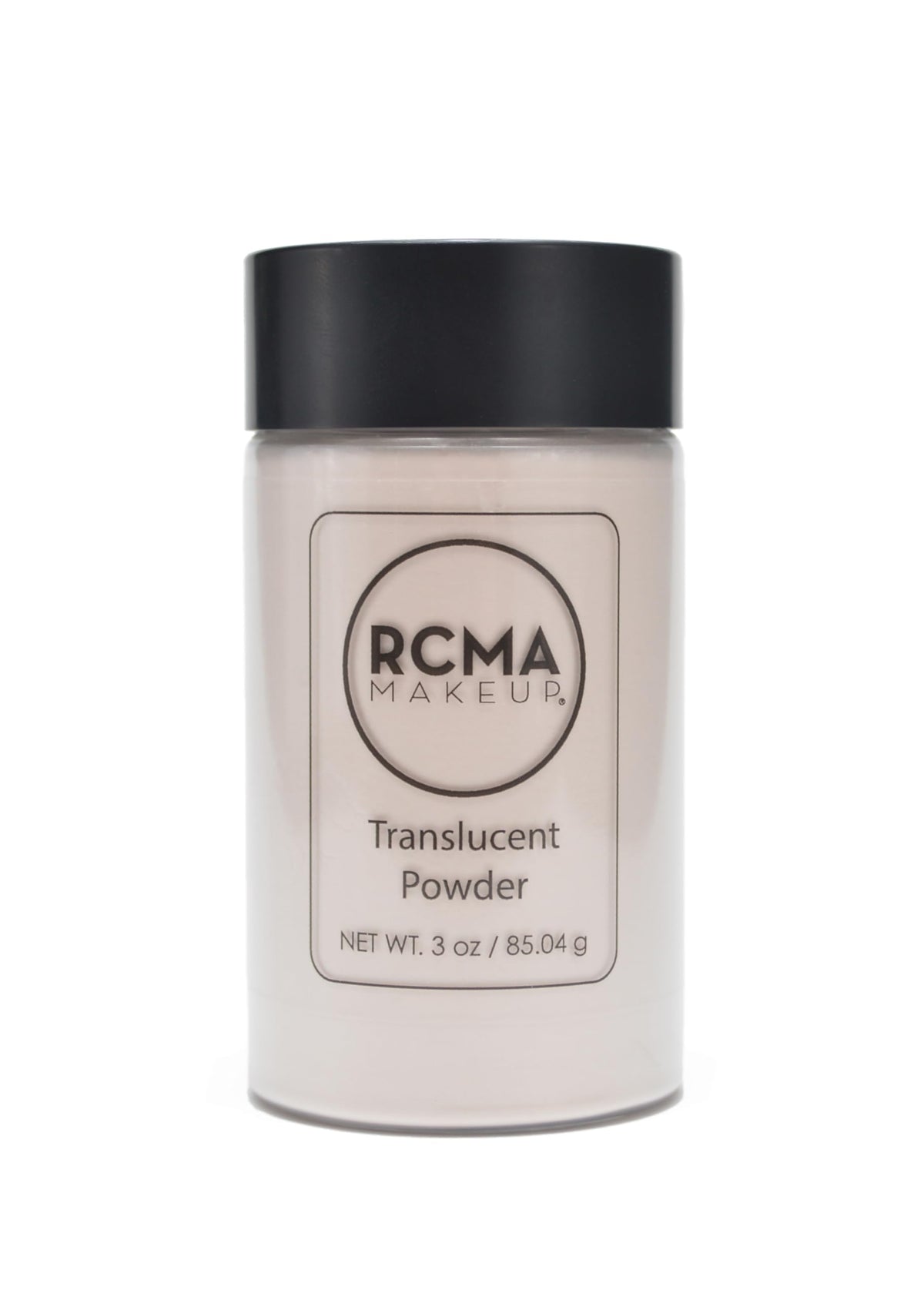 RCMA Makeup front jar view showing clean label and compact design benefit: identifiable packaging