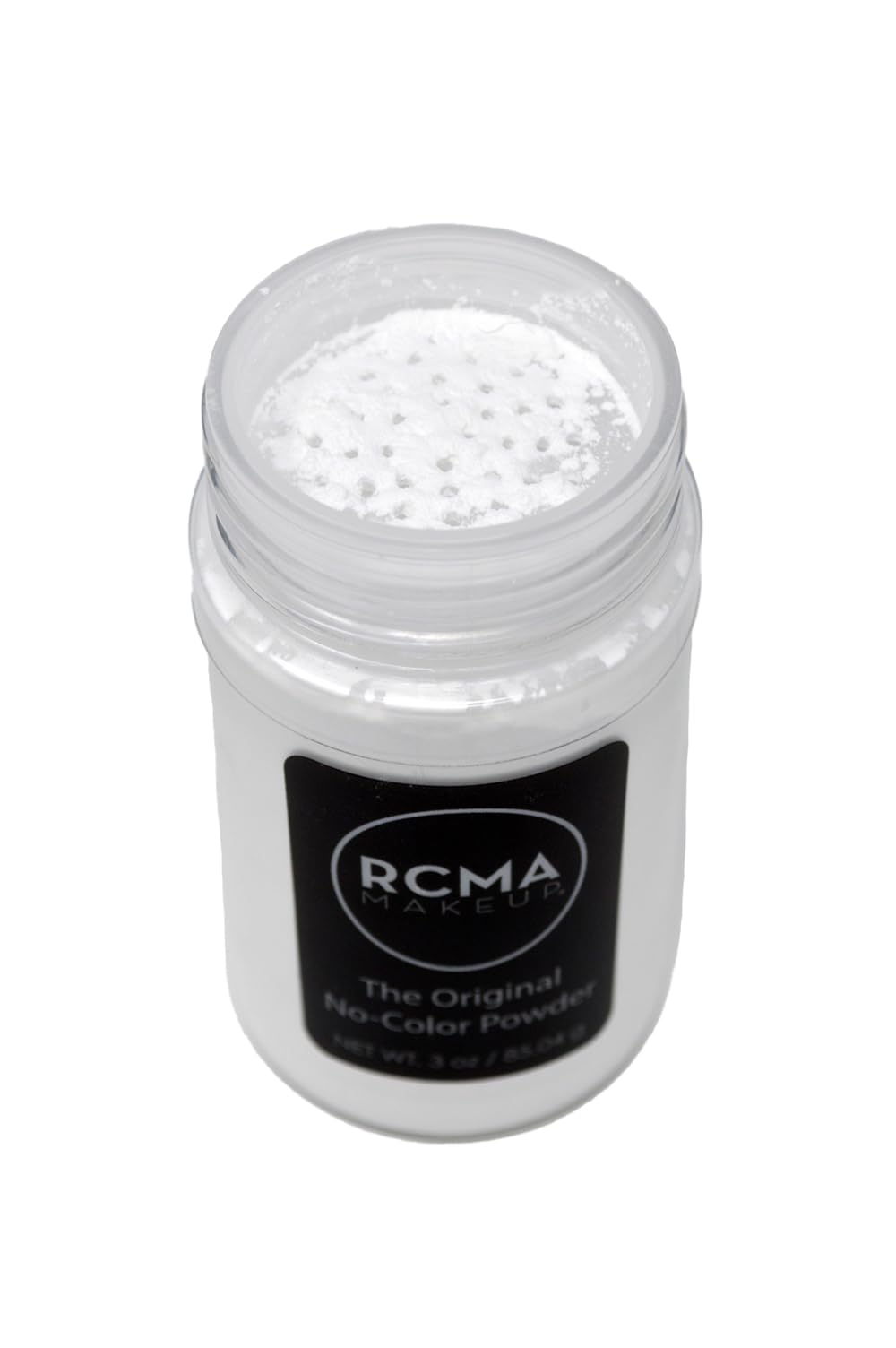 RCMA Makeup jar inside makeup bag showing portable, professional-ready use