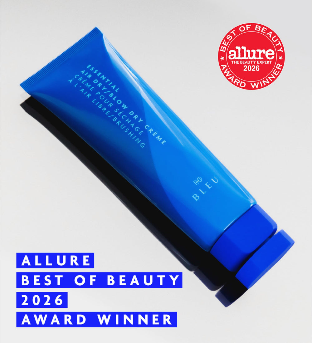 R+Co BLEU pump dispensing crème highlighting fast absorption and ease