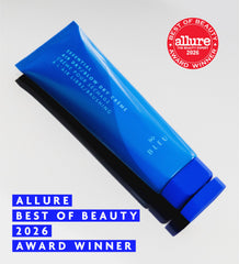 R+Co BLEU pump dispensing crème highlighting fast absorption and ease
