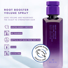 R+Co spray mist dispersing over roots for instant lift