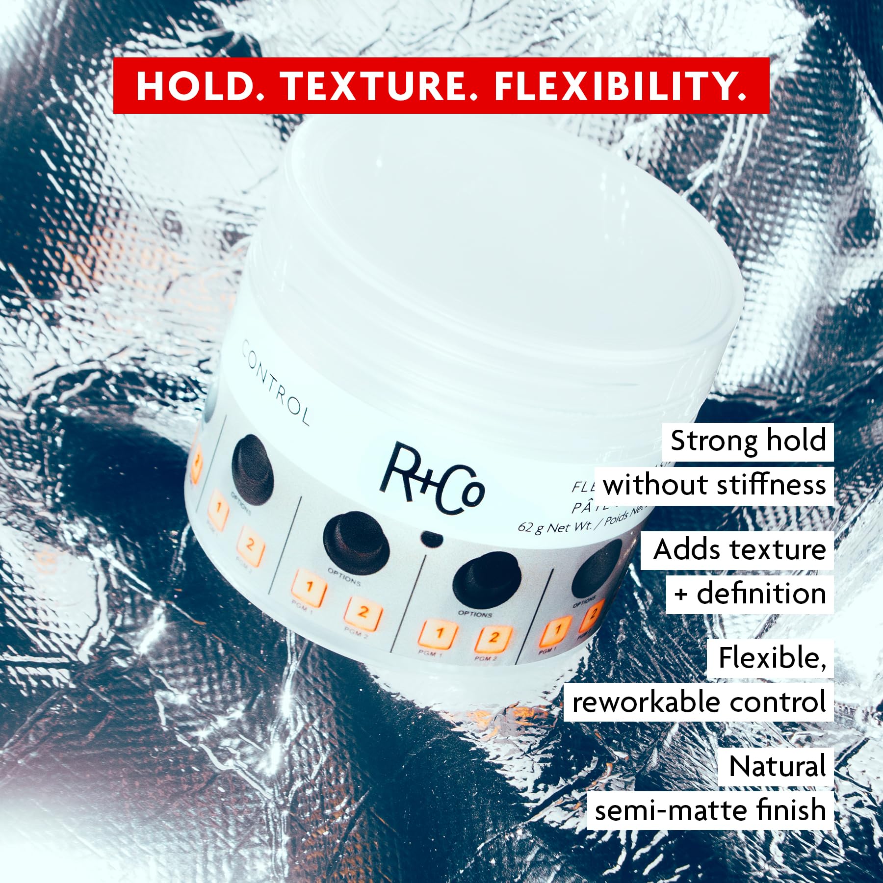 R+Co CONTROL paste open texture close-up showing creamy paste and workable texture