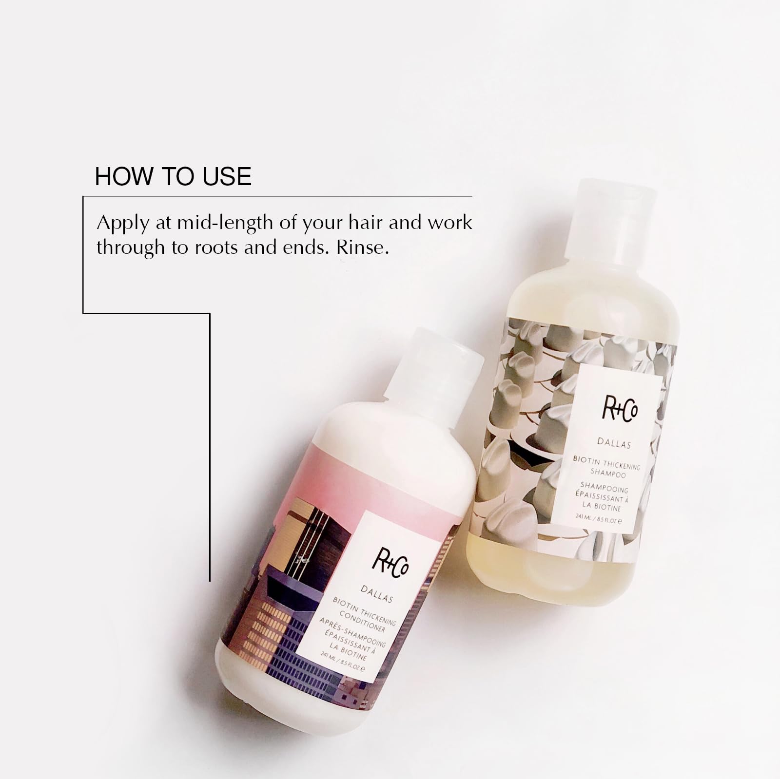 R+Co Dallas shampoo pump closeup highlighting easy dispensing and lift
