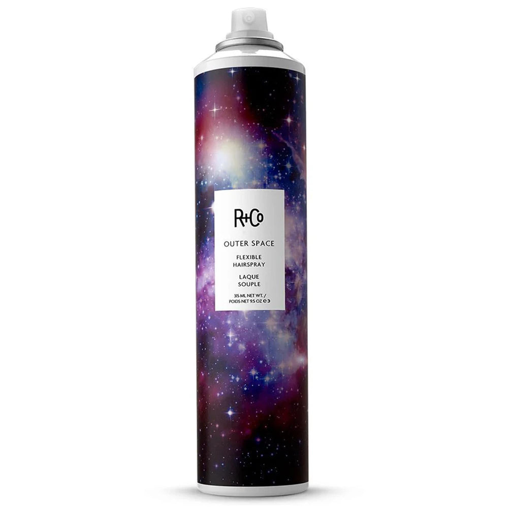 R+Co OUTER SPACE front bottle showing product and rosy-eyed scent benefit