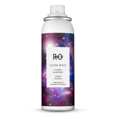 R+Co OUTER SPACE front packaging showing bottle and rosy eyed label beneficial for travel
