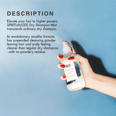 Close-up mist texture from R+Co showing fine spray for gentle oil absorption