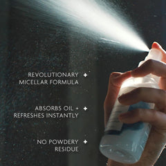 R+Co spray being applied at roots to quickly refresh hair and add lift