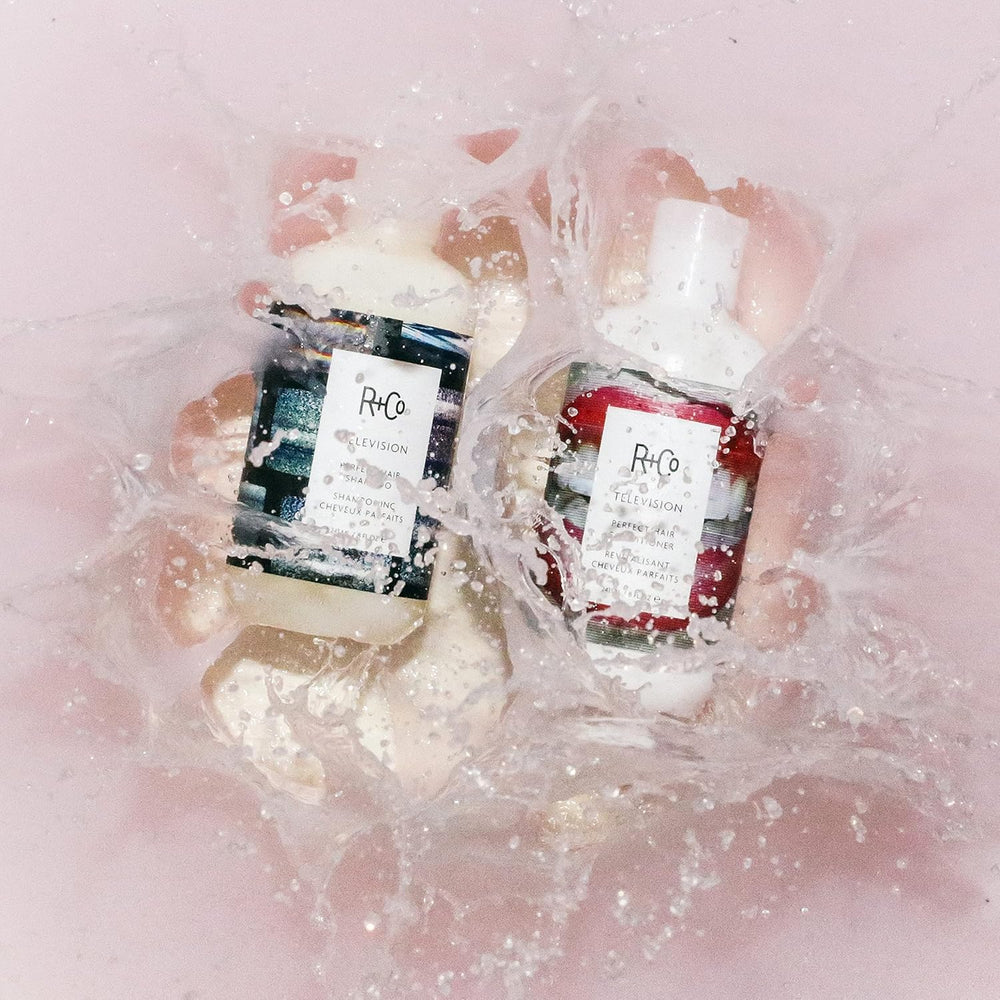R+Co Television close-up of label highlighting ingredients and scent for informed choice