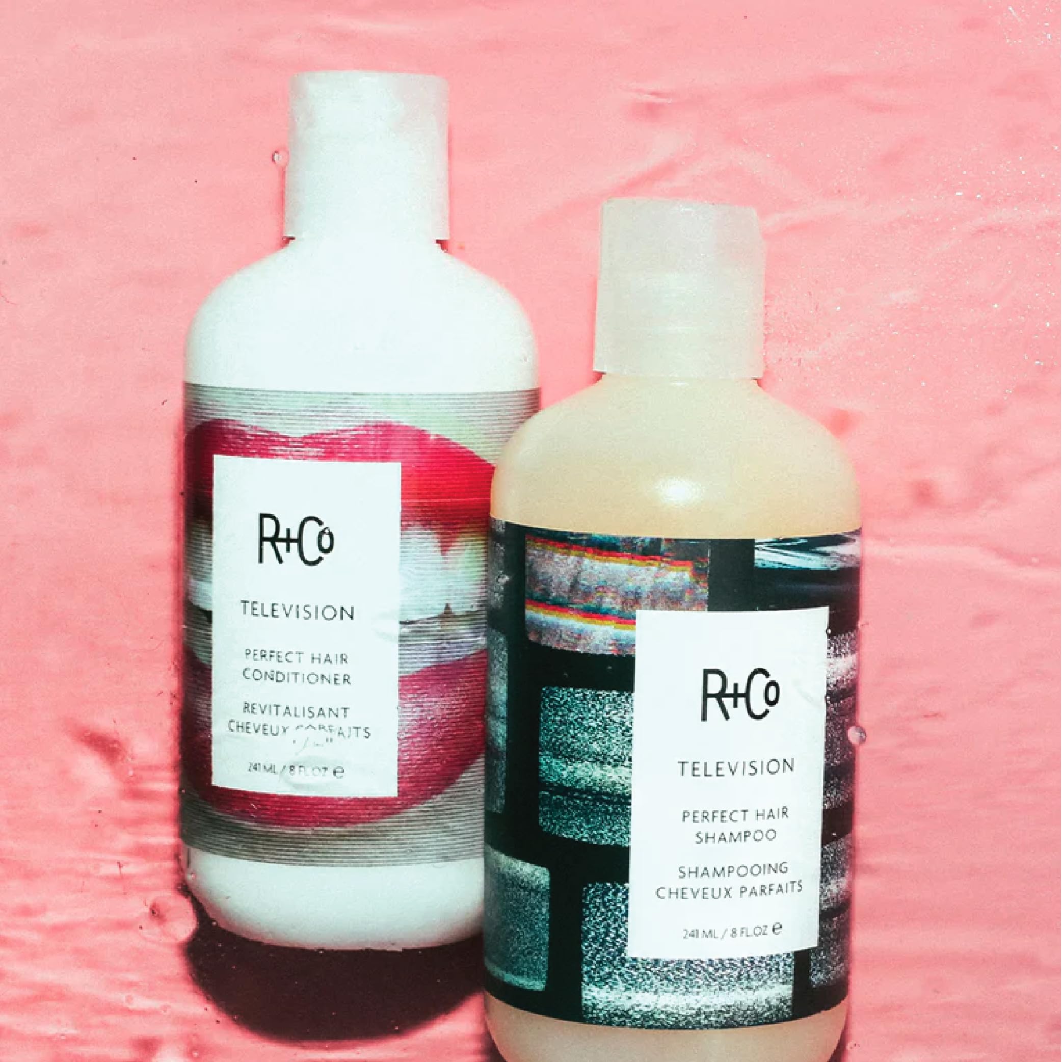 R+Co Television label fragrance notes detail showing Relative Paradise citrus-eucalyptus scent