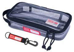 RE ROUGH ENOUGH front view showing clear pouch and compact size benefit