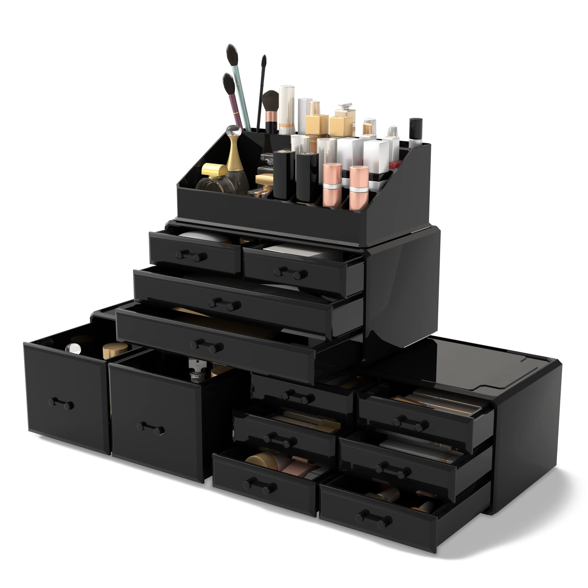 READAEER front view organizer showing tidy cosmetics and space-saving benefit