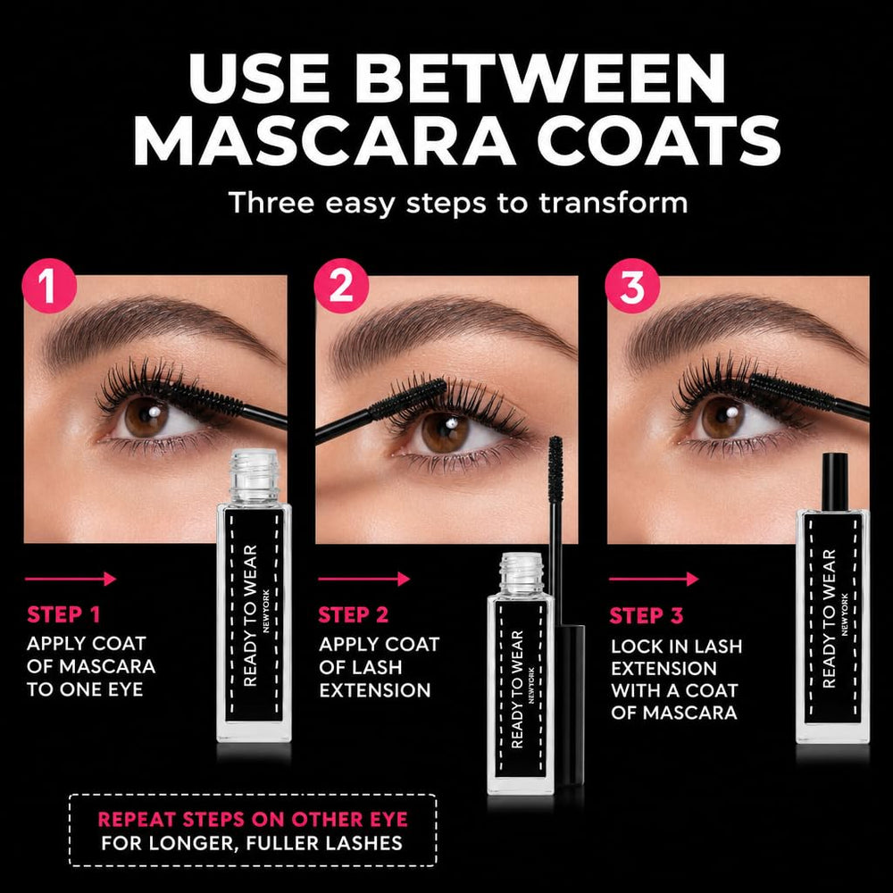 Ready To Wear split before and after lashes highlighting dramatic length and volume