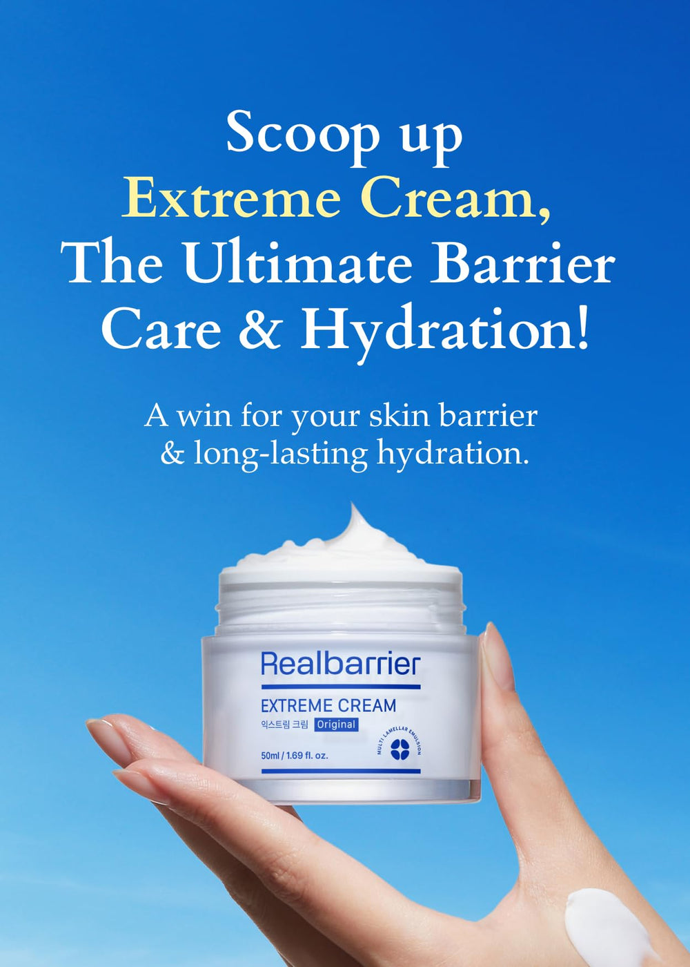 Real Barrier packaging label close-up showing formulation and gentle-care benefit