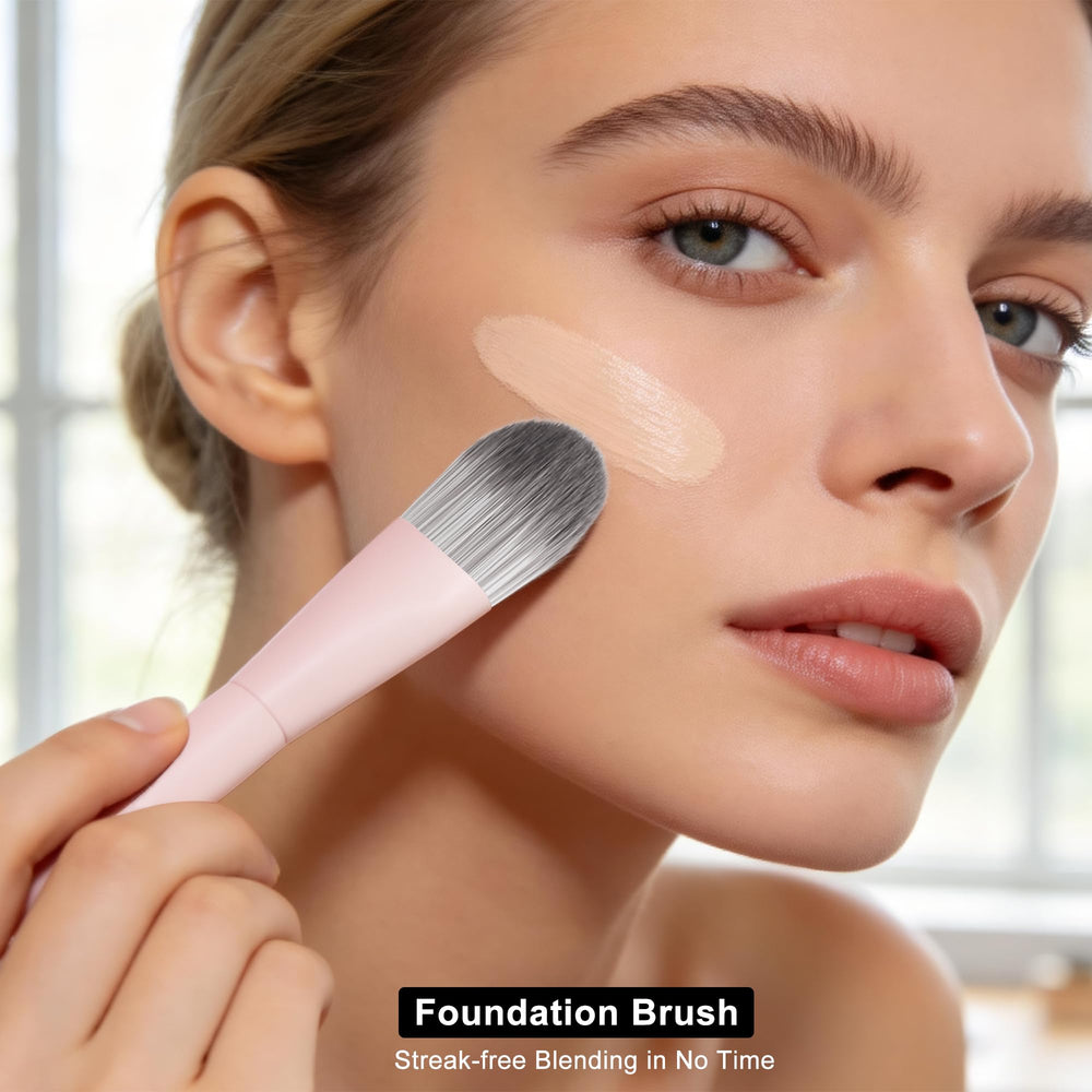 Real Perfection brushes in a makeup bag ready for travel and convenience