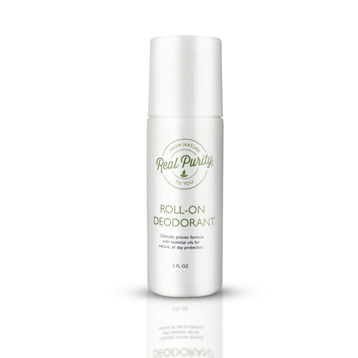 Real Purity roll-on front packaging showing label and natural branding benefit: gentle protection
