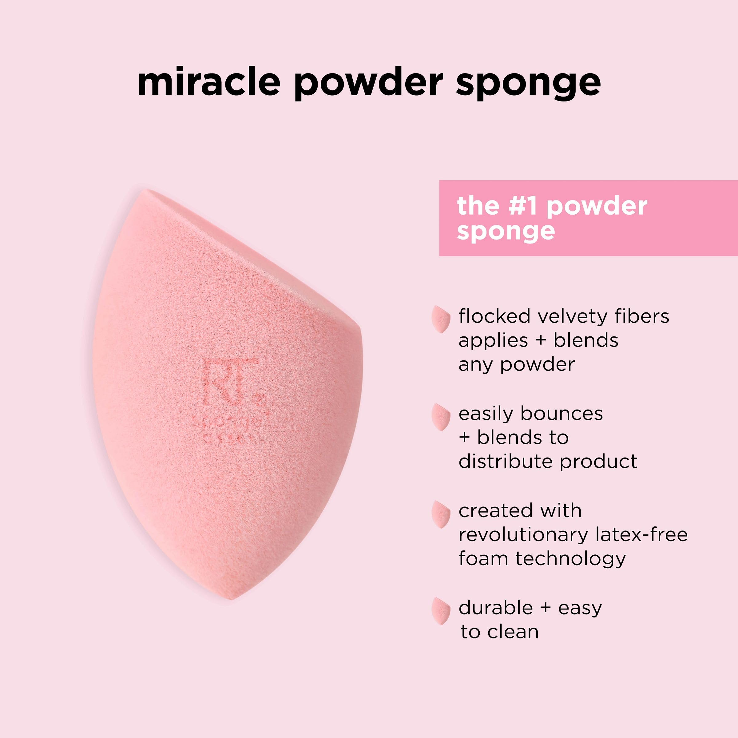 Real Techniques applying foundation with full sponge for even coverage
