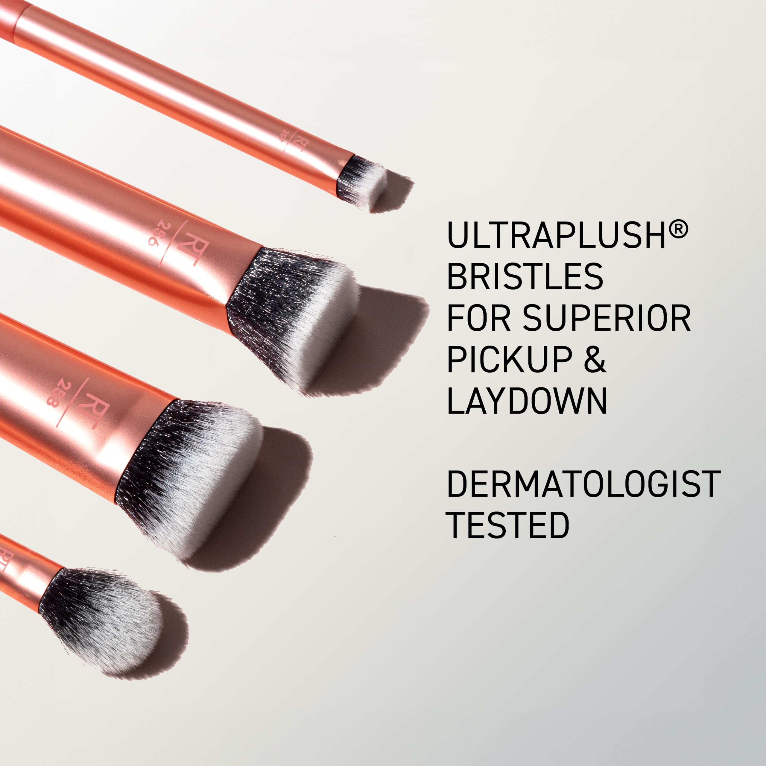 Real Techniques brushes applying foundation illustrating even product distribution
