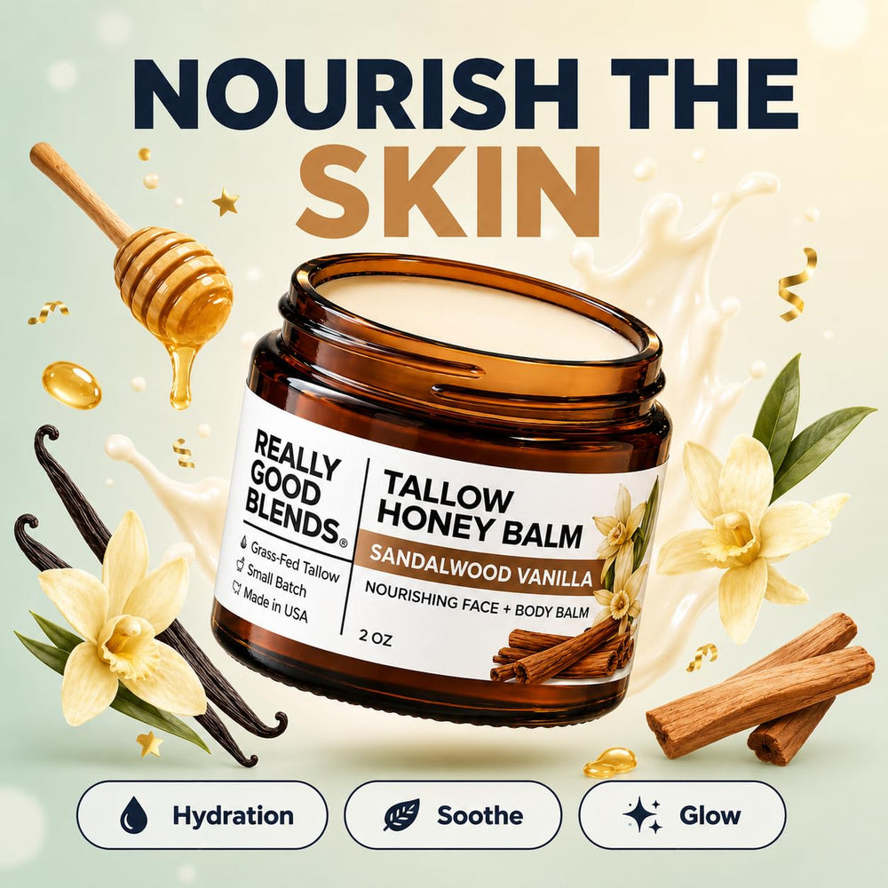 Really Good Blends open jar texture close-up showing creamy balm for deep moisturization