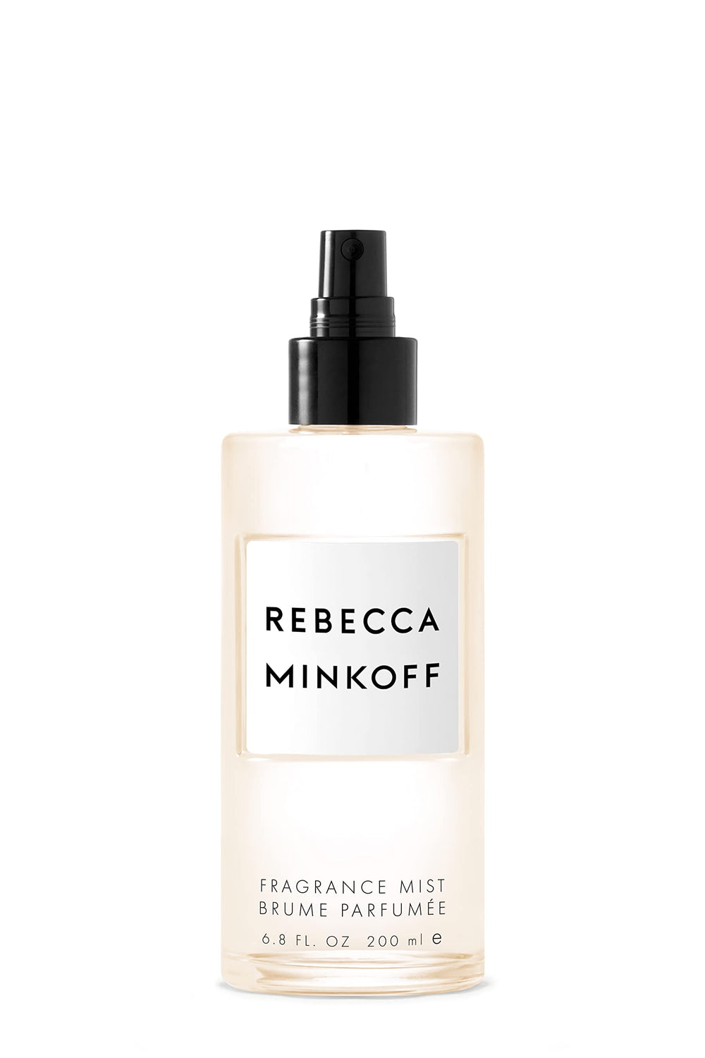 Rebecca Minkoff bottle front view showing elegant design and clear branding benefit: instant recognition