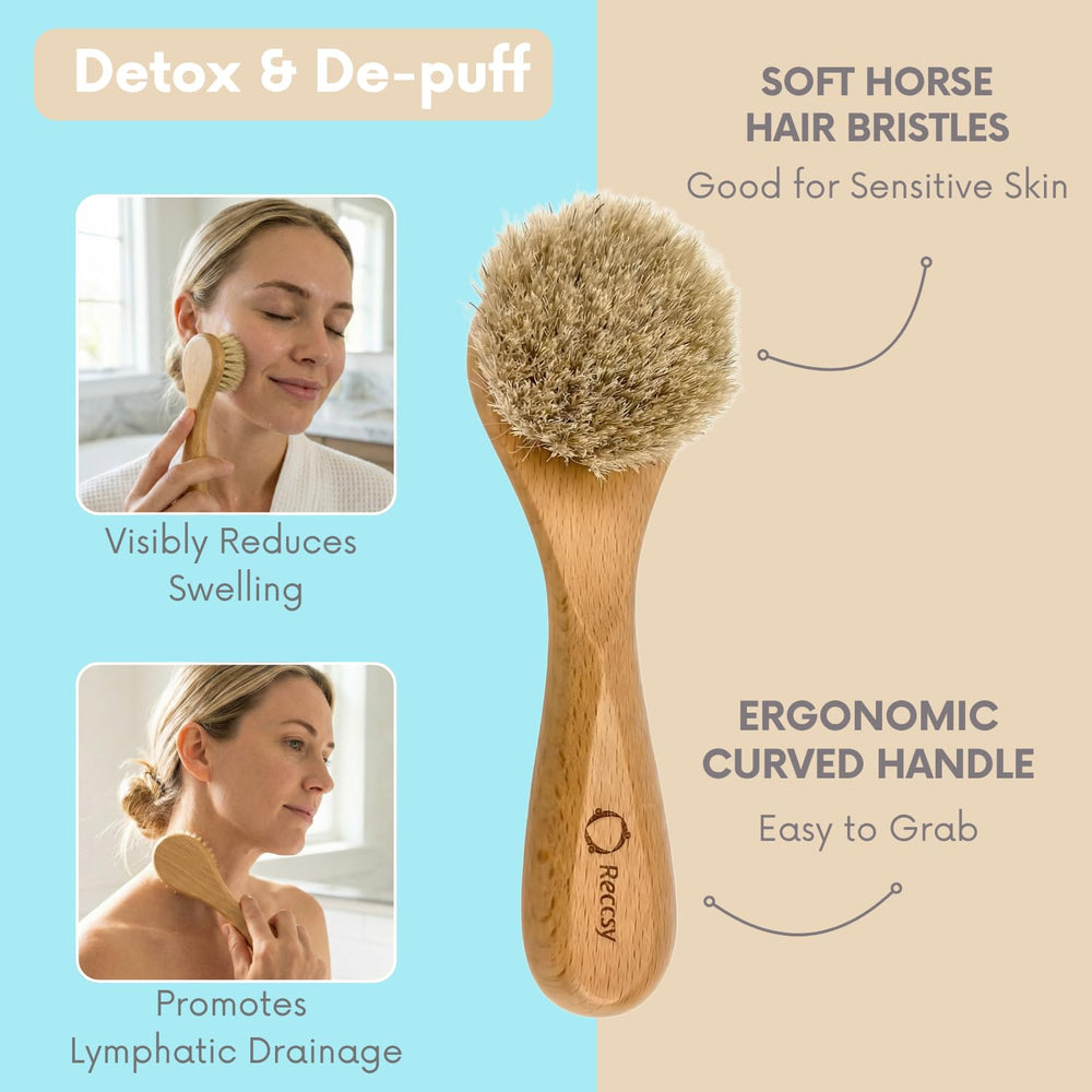 Reccsy targeted boar-bristle exfoliator detail for precise cleansing