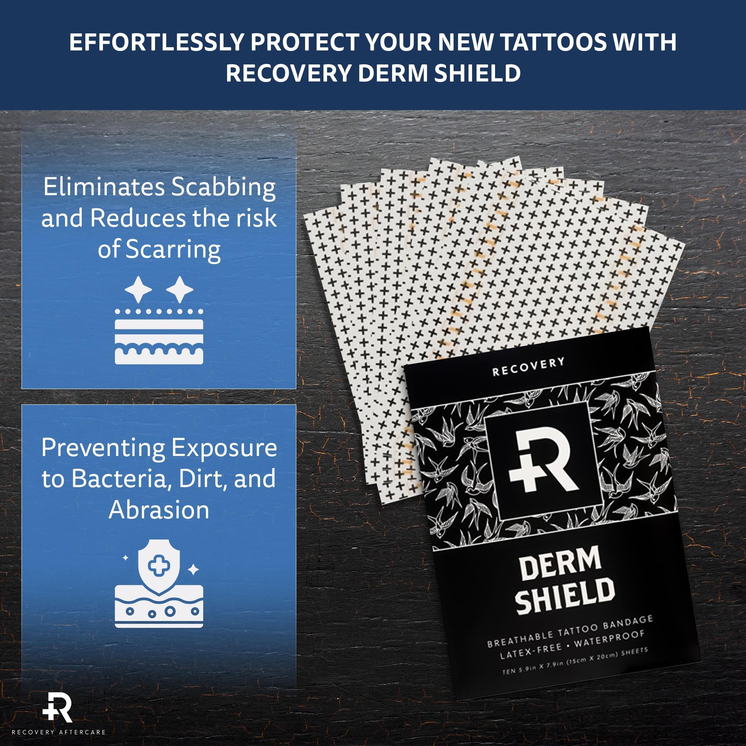 Recovery Aftercare film texture close-up showing matte finish and breathable design benefit