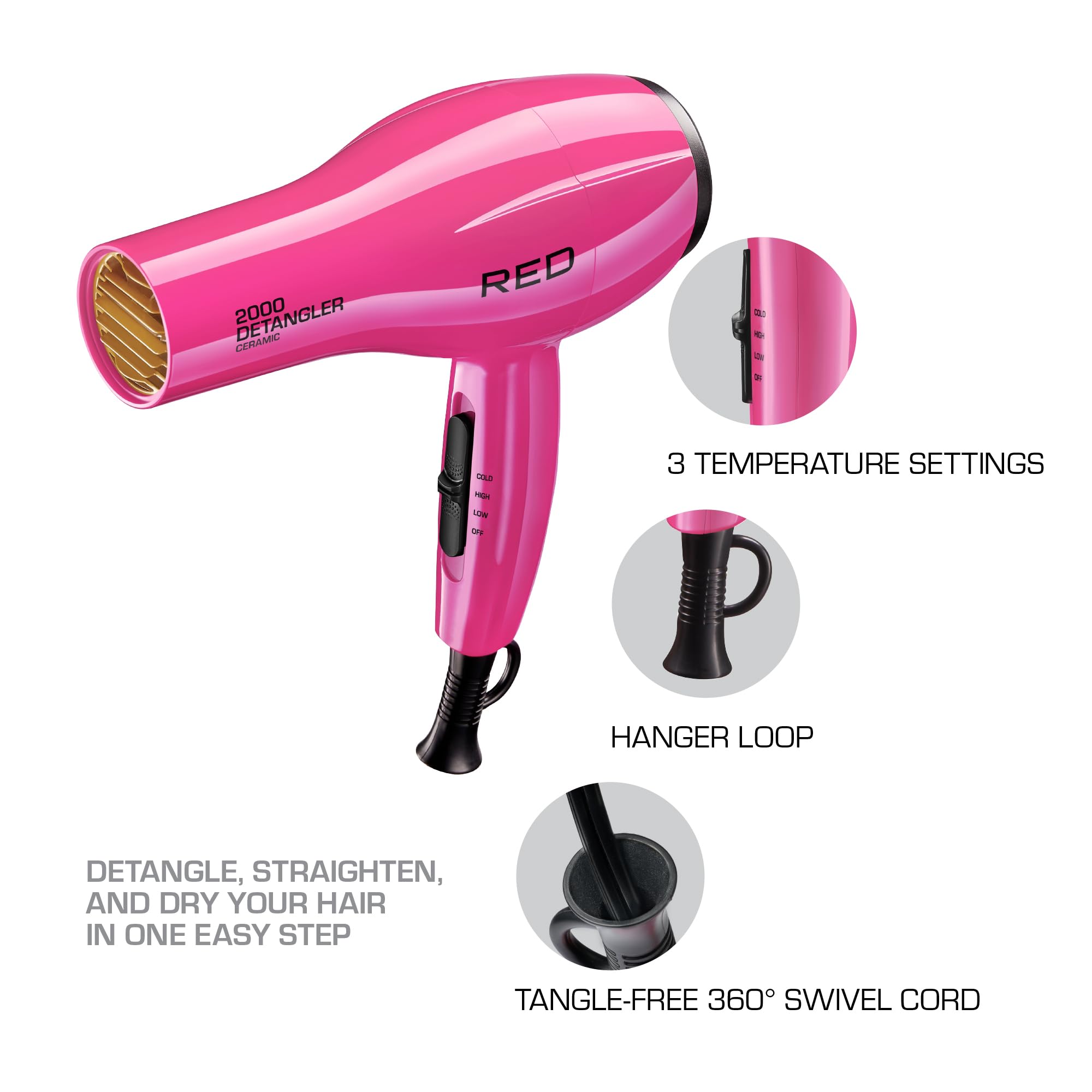 RED by KISS air concentrator detail directing airflow for precision styling