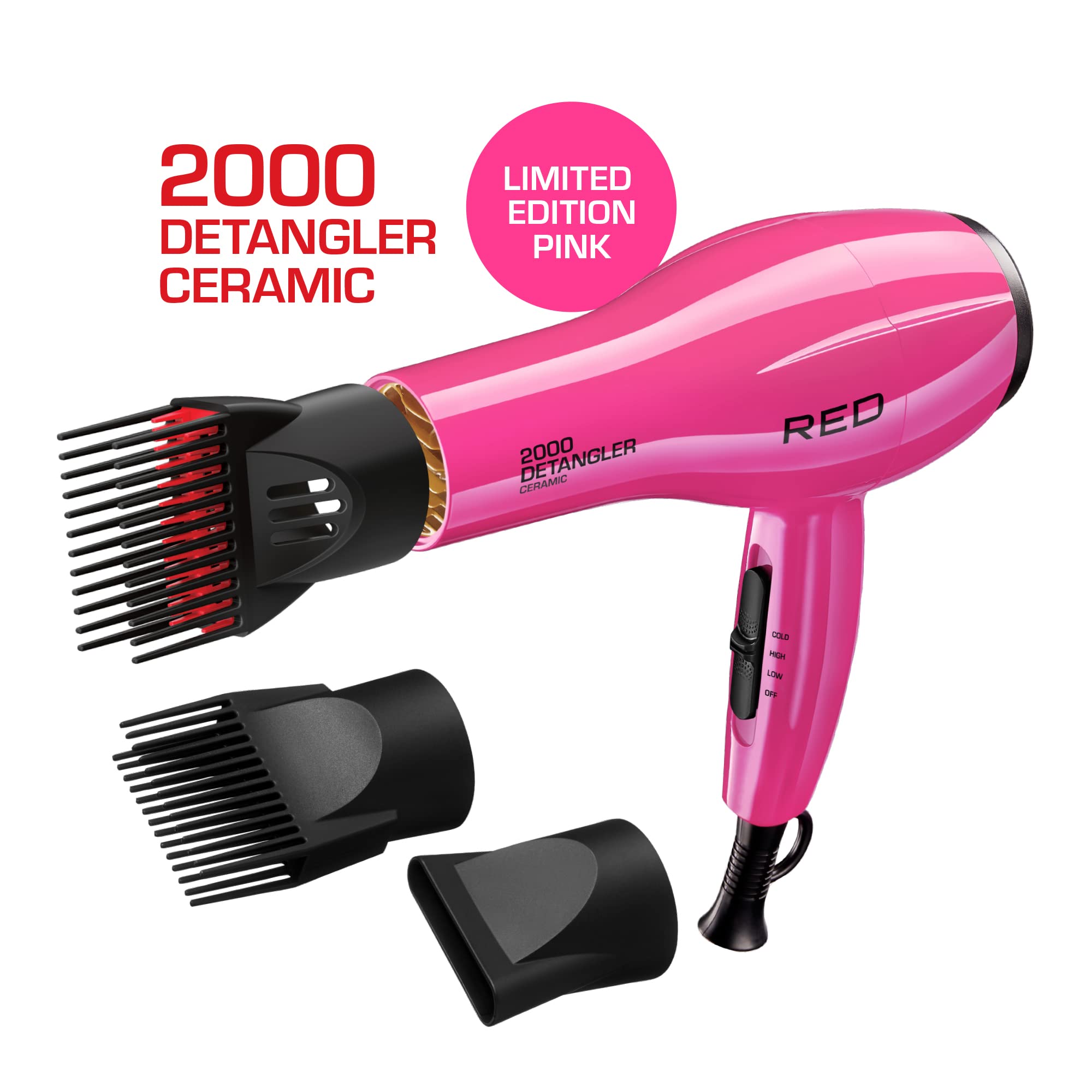 RED by KISS close-up of double-layered detangler pik for faster smoothing