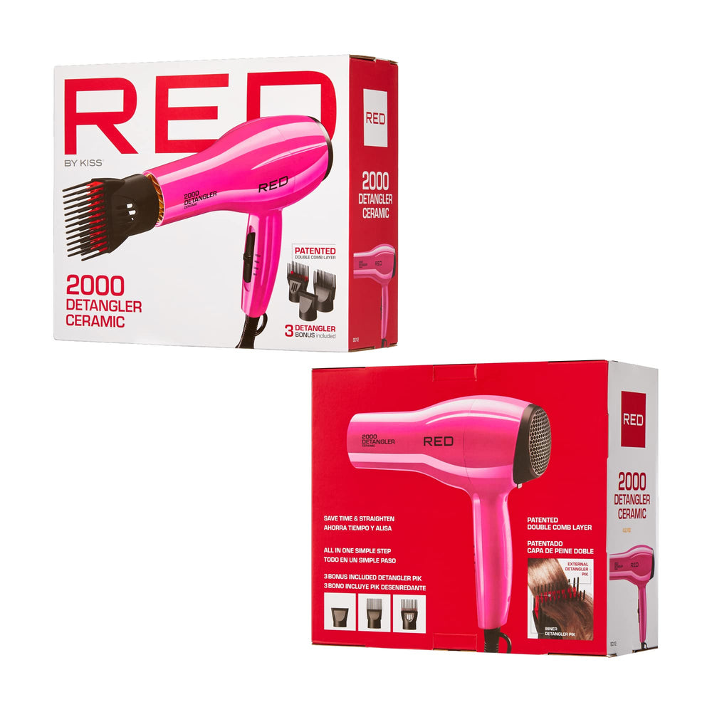 RED by KISS dryer next to hand to show compact size and portability