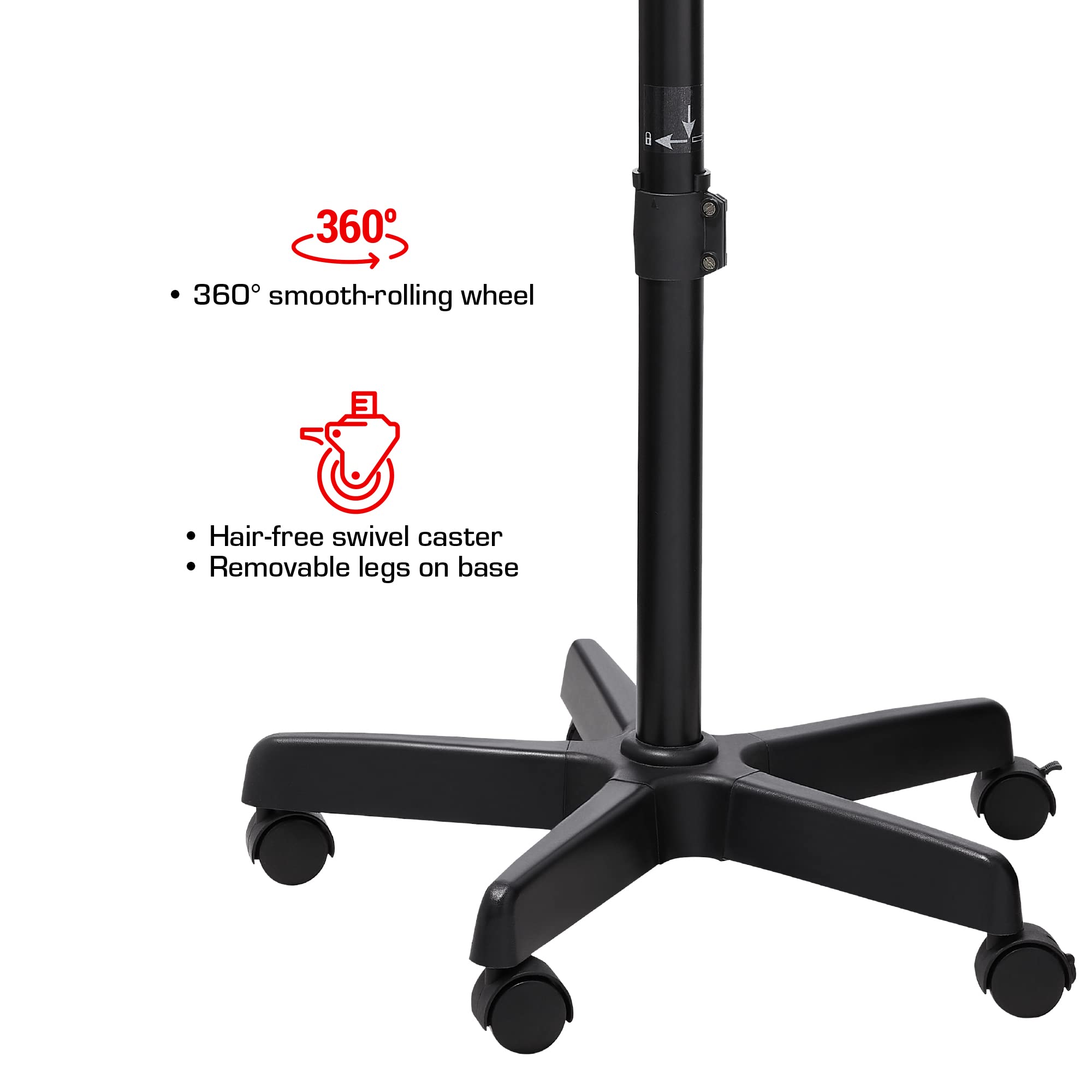 RED by Kiss 360-degree wheels and spin lock for easy mobility and stability
