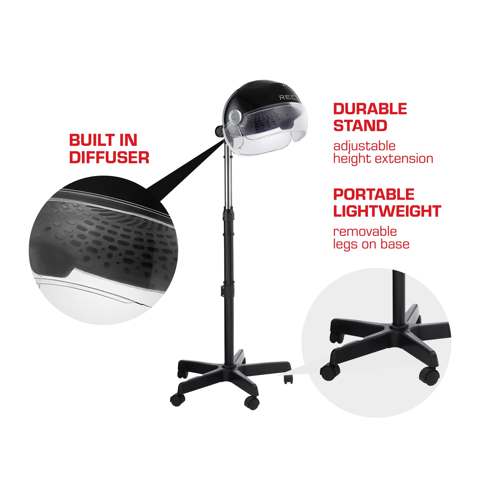 RED by Kiss adjustable-height pole showing ergonomic positioning benefit