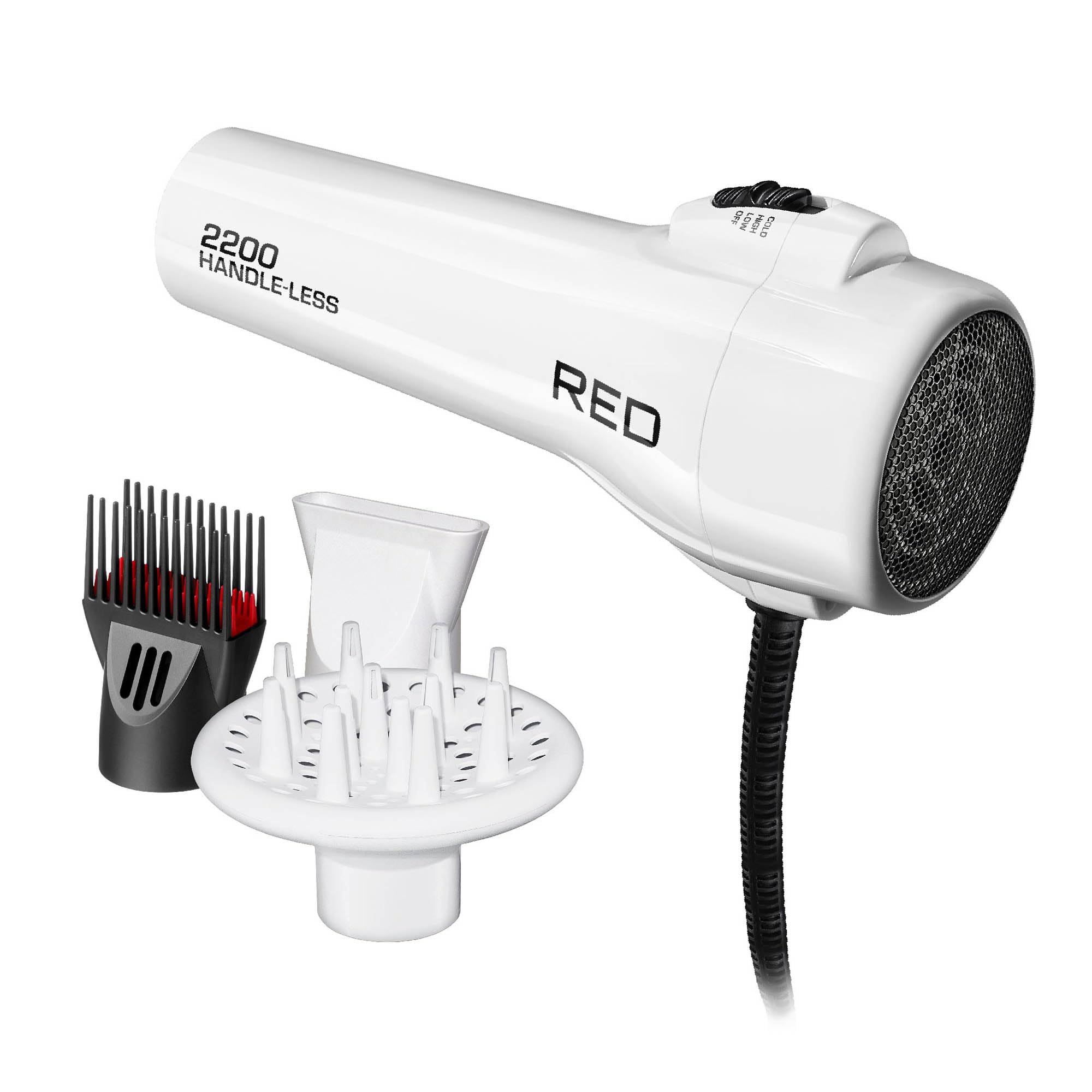 Red by Kiss front view showing handle-less design for easier styling
