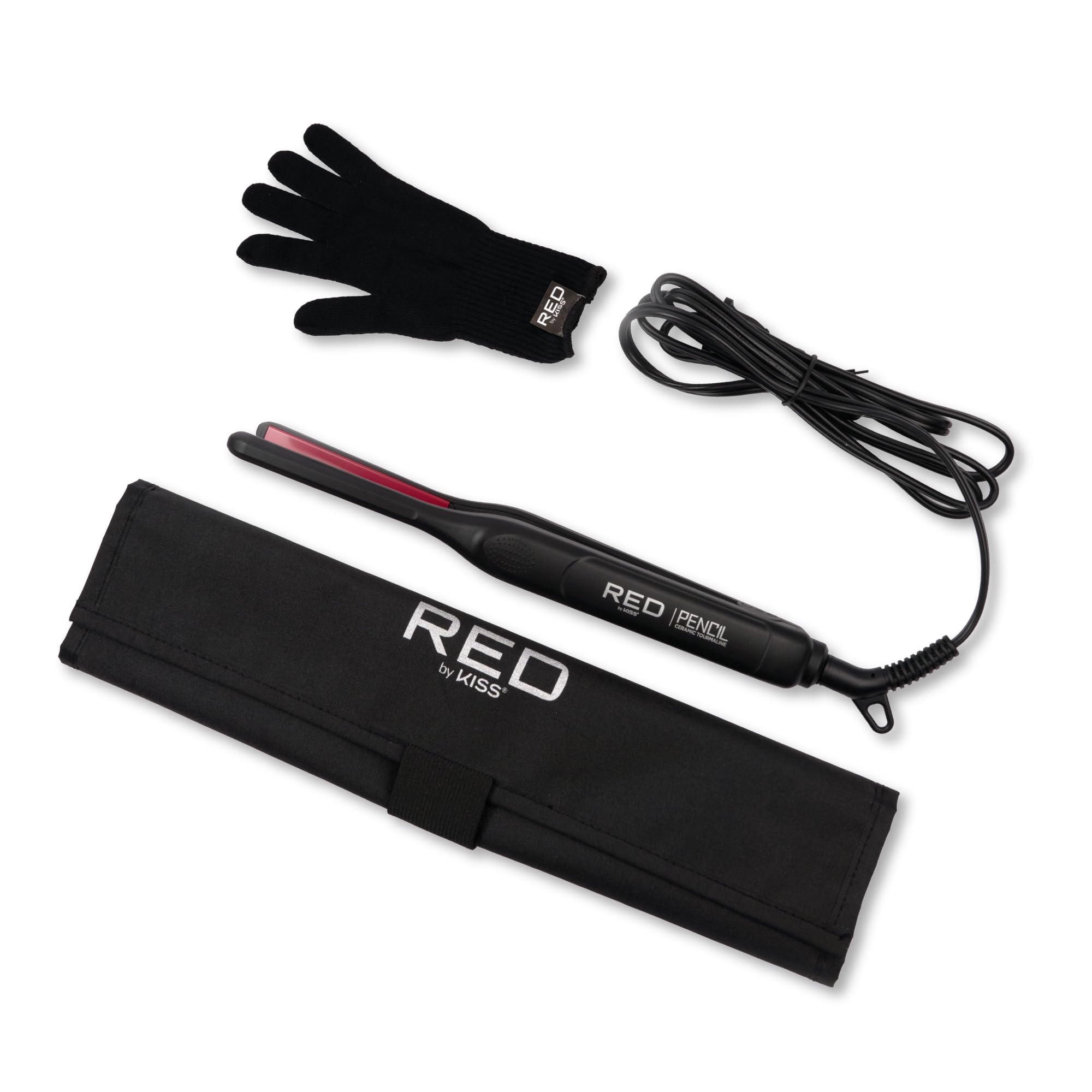 Red by Kiss styling bangs with pencil iron for precise shaping and polished finish