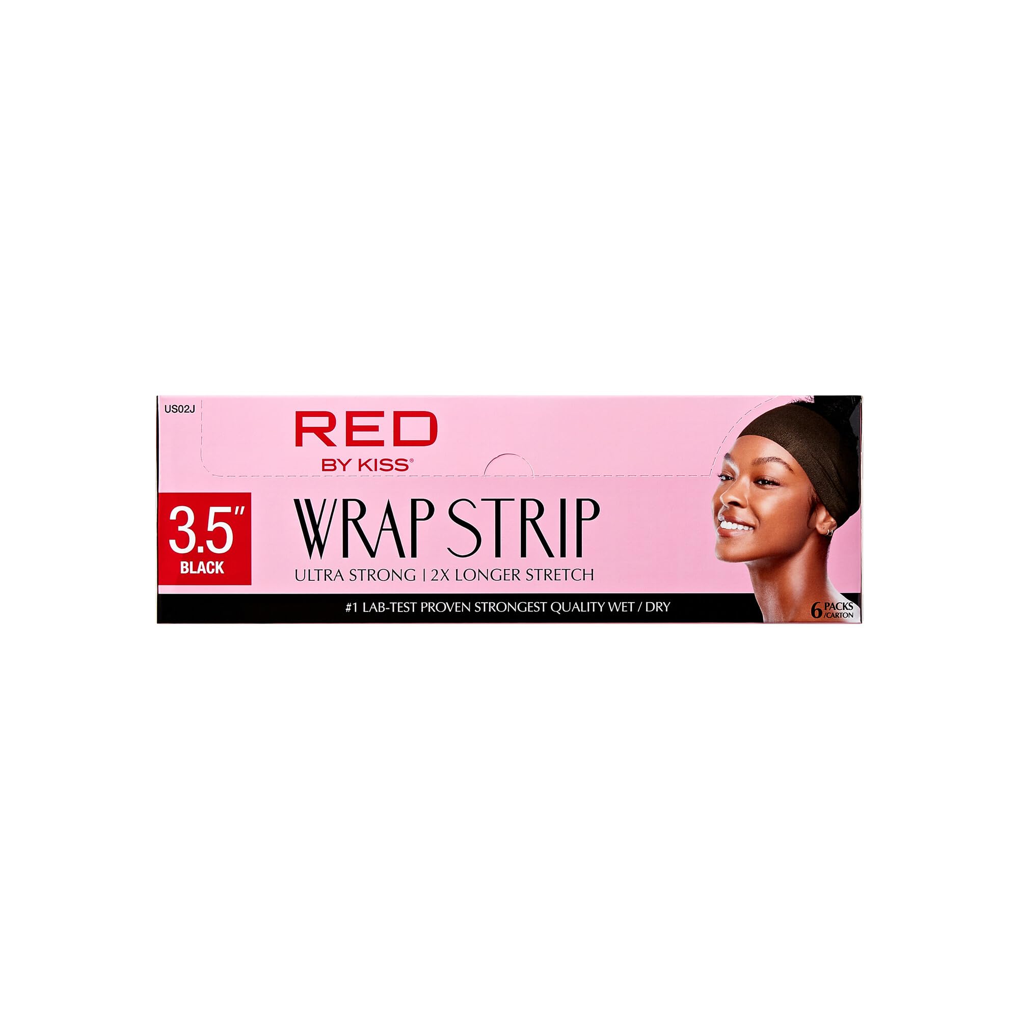 Red by Kiss strip applied to hair edges demonstrating sleek hold and neat finish benefit