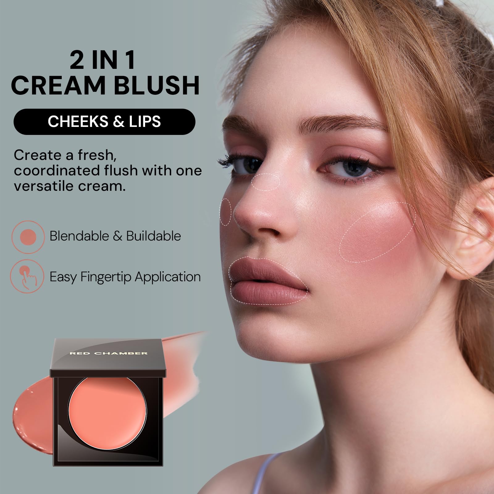 RED CHAMBER swatch on arm showing buildable color and true-to-shade benefit
