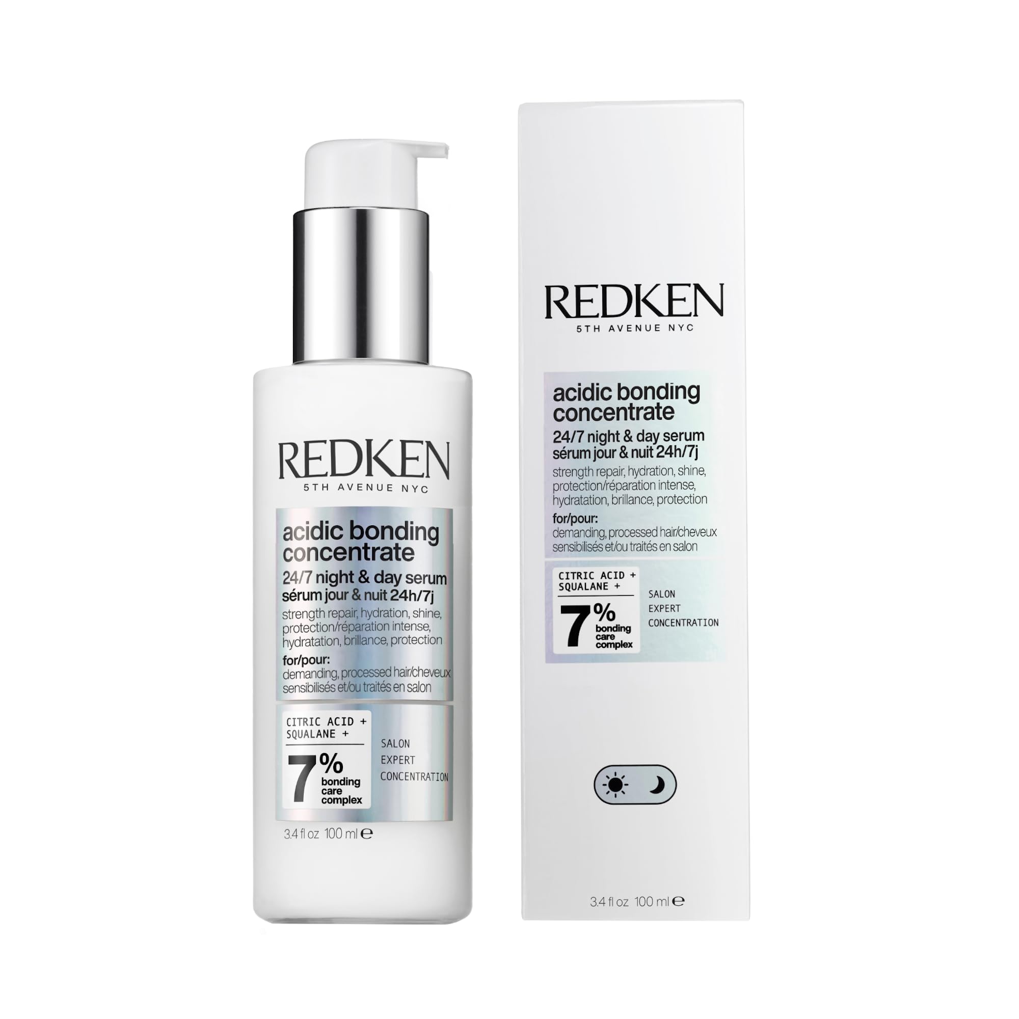 Redken bottle front packaging showing brand and repair benefit