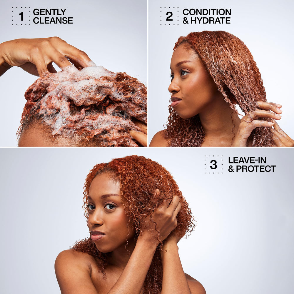 Before and after curls using Redken showing improved definition