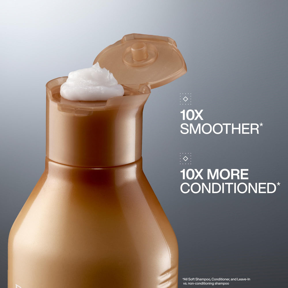 Redken All Soft conditioner back label highlighting ingredients and usage directions