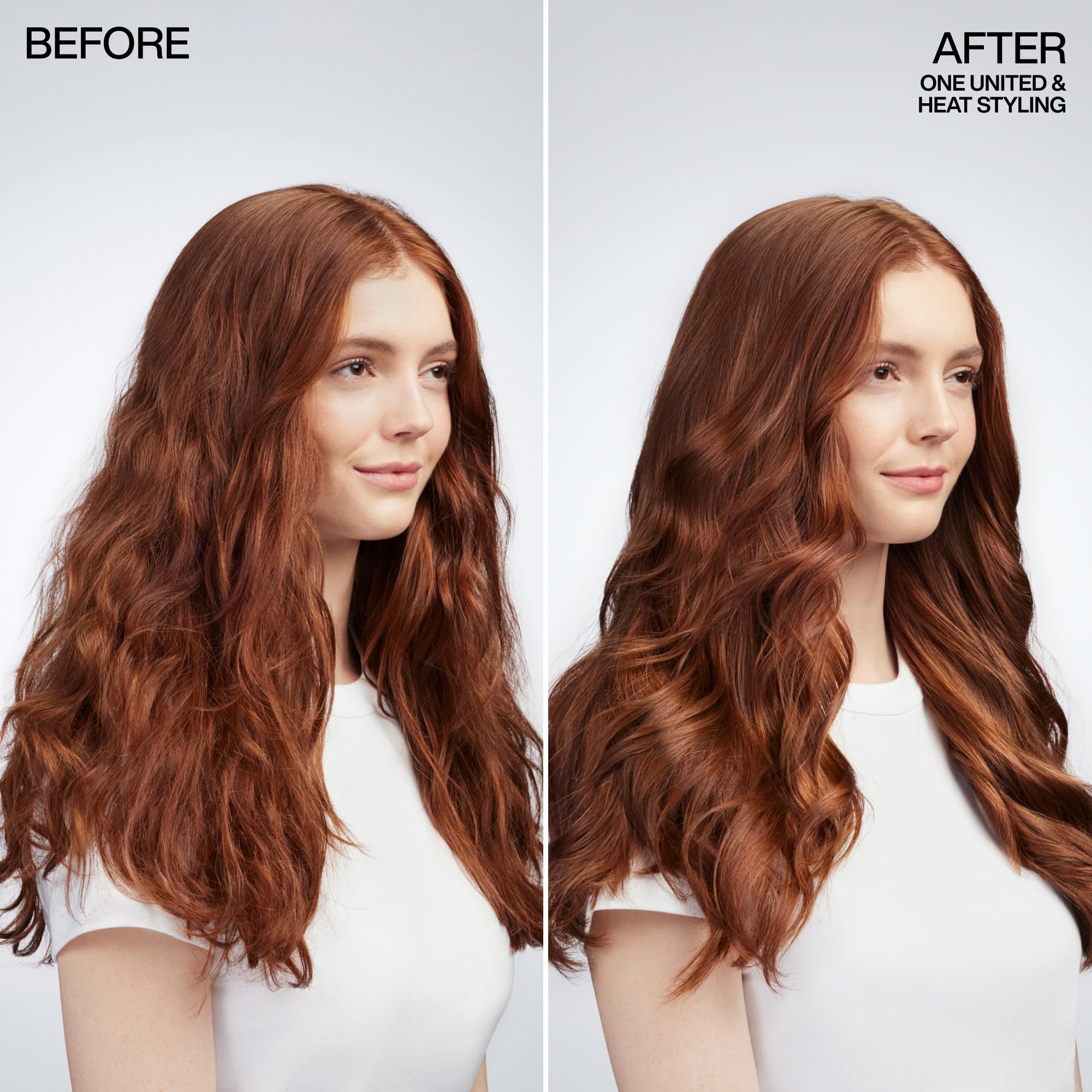 Redken All Soft mini leave-in in hand showing frizz control benefit
