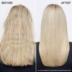 Redken All Soft refill being poured to show ease of transfer and savings