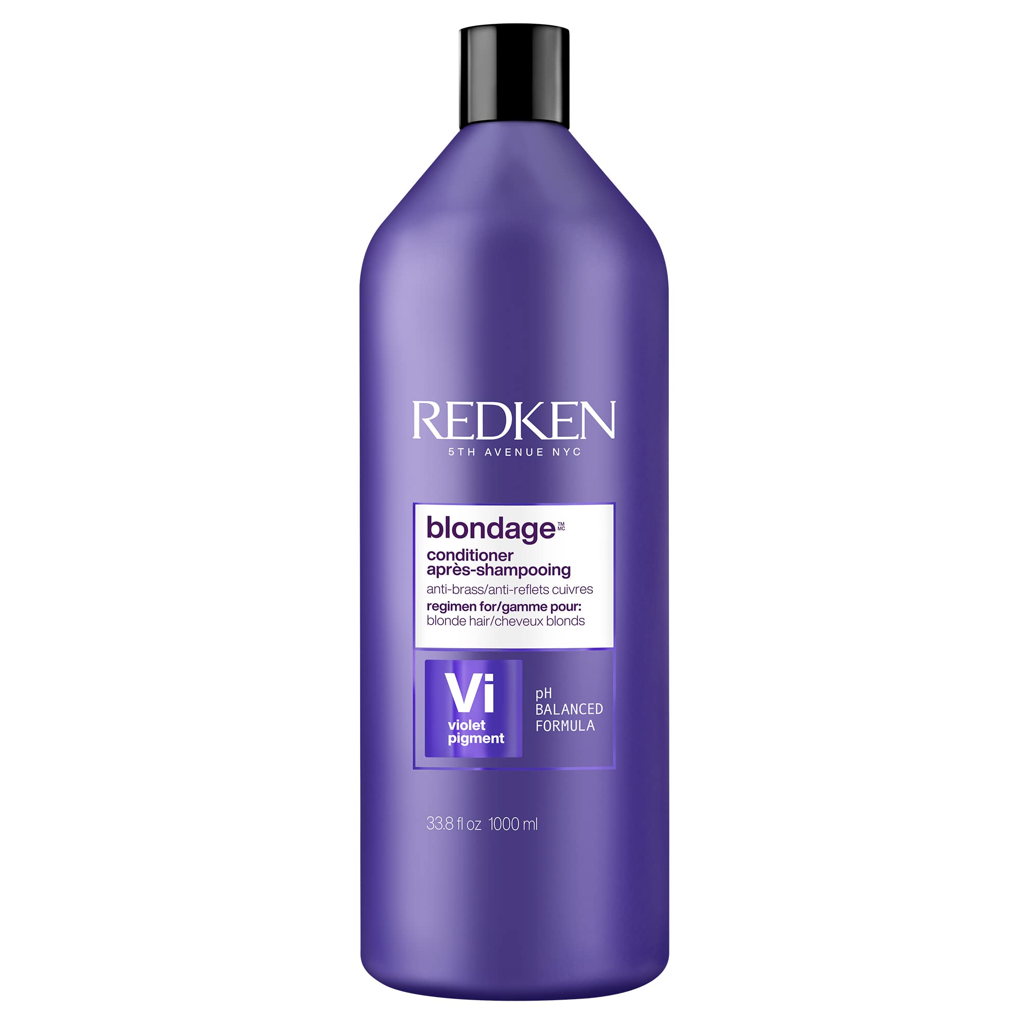 Redken Blondage front bottle showing brand and purple conditioner benefit