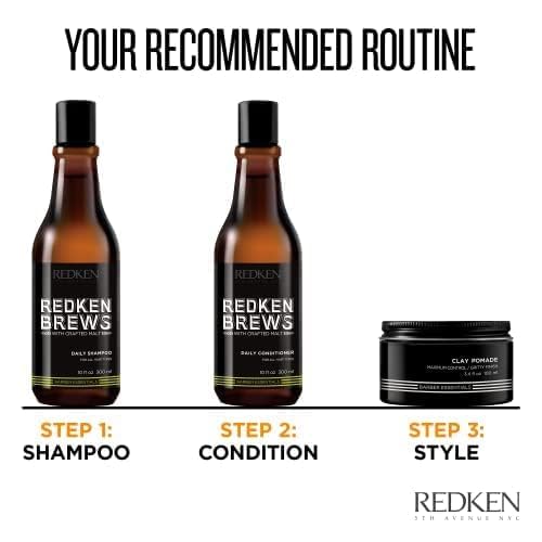 Redken Brews jar beside ruler to show the 3.4 fl oz travel-friendly size