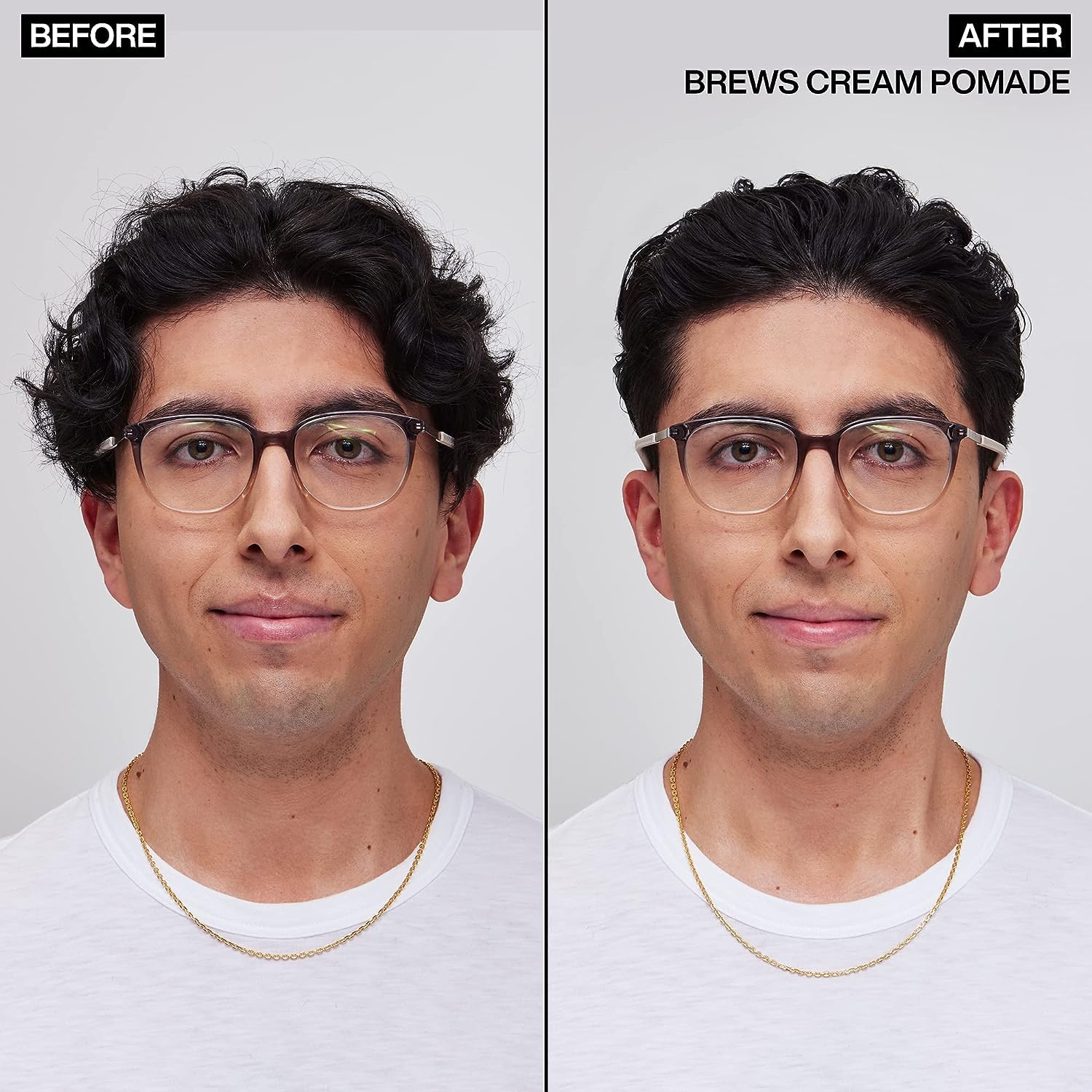 Redken Brews product swatch on hand demonstrating spreadability and control
