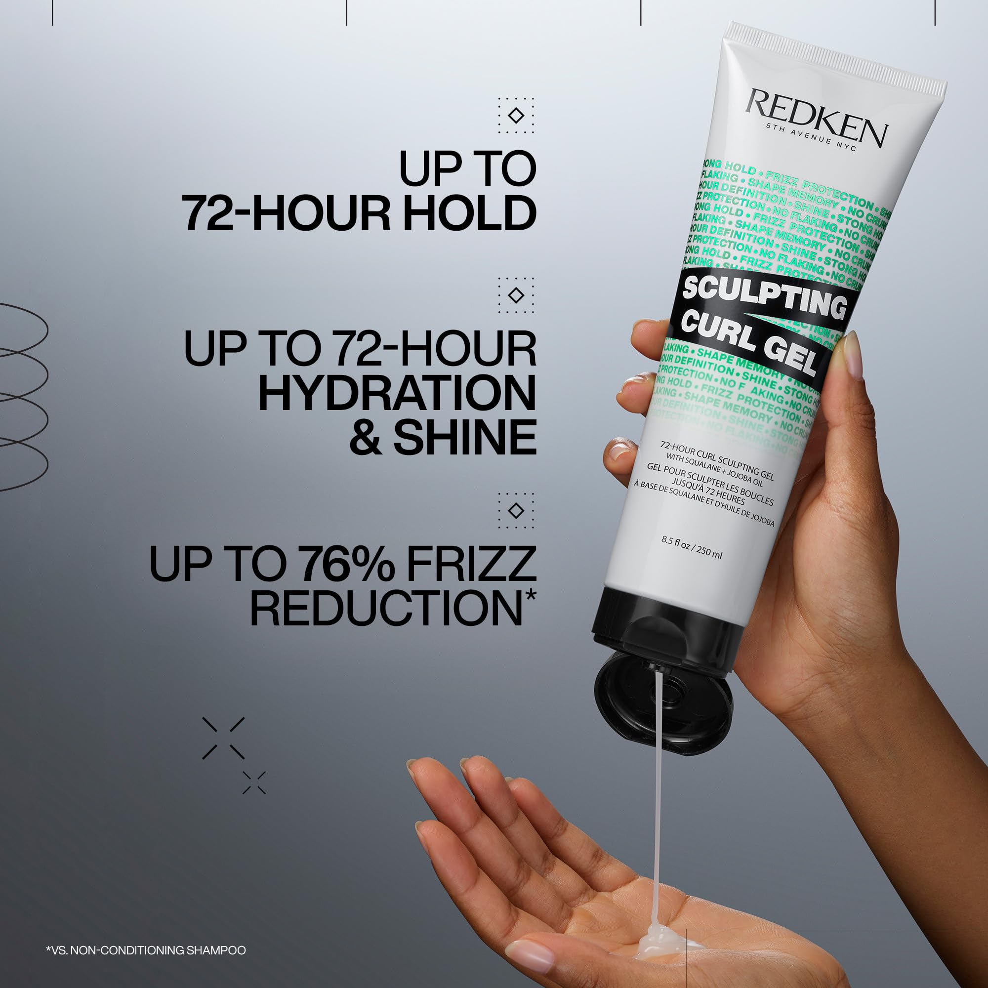 Redken curl gel texture closeup highlighting lightweight, nonsticky feel