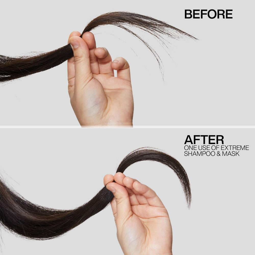 Redken Extreme Conditioner in shower routine being applied to mid-lengths and ends